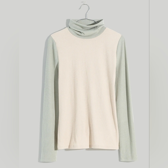 Madewell Colorblock Ribbed Turtleneck Top - Picture 6 of 8